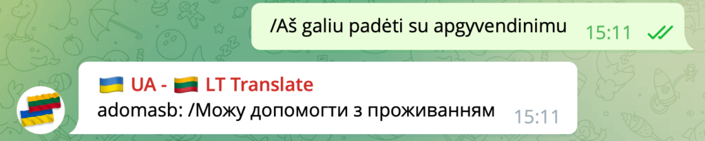 Ukrainian Lithuanian translation chatbot on Telegram group conversations - Eddy AI