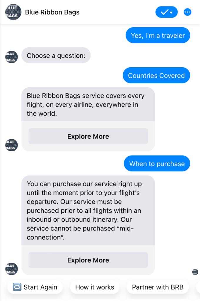 Blue Ribbon Bags Use Eddy AI Assistant on Messenger